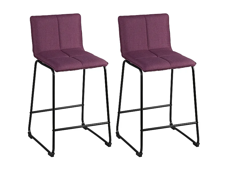TEODORE - Lot de 2 Tabourets de Bar Tissu Violet