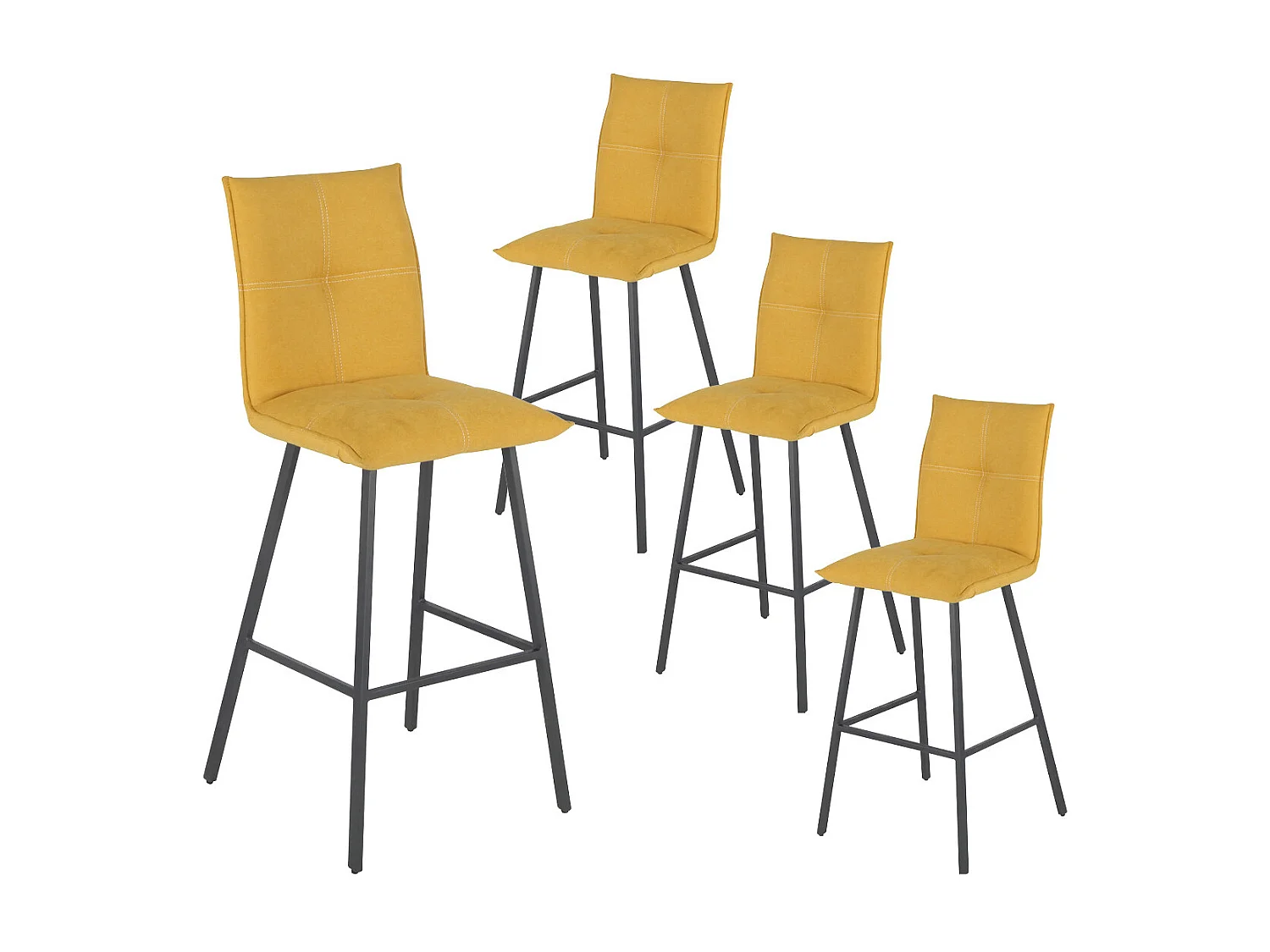LAGOS - Lot de 4 Tabourets Jaunes Hauteur H76cm