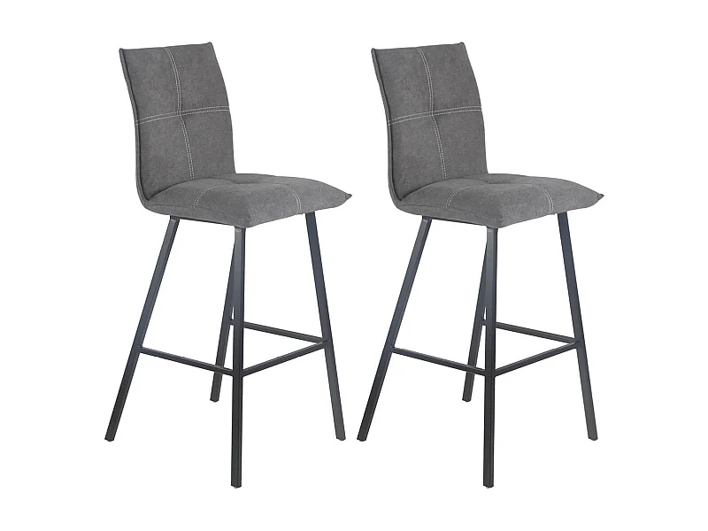 LAGOS - Lot de 2 Tabourets Gris Anthracite Assise H65cm