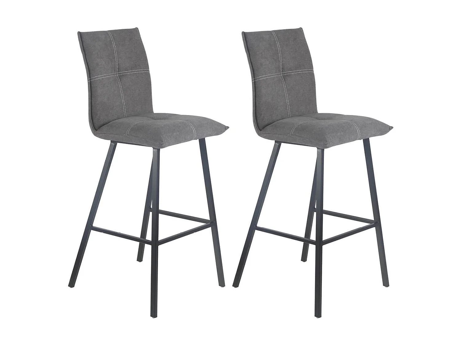 LAGOS - Lot de 2 Tabourets Gris Anthracite Assise H65cm
