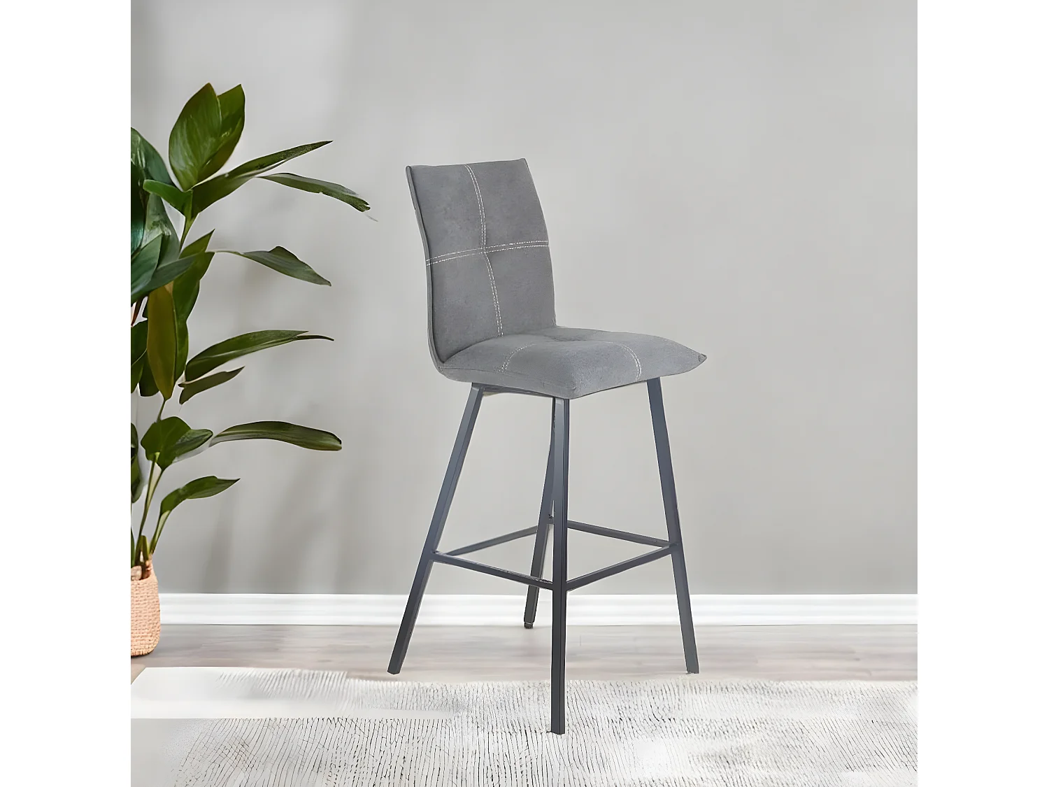 LAGOS - Lot de 2 Tabourets Gris Anthracite Assise H65cm