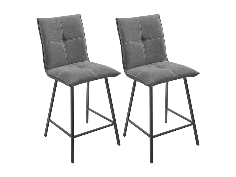 LAGOS - Lot de 2 Tabourets Gris Anthracite Assise H65cm