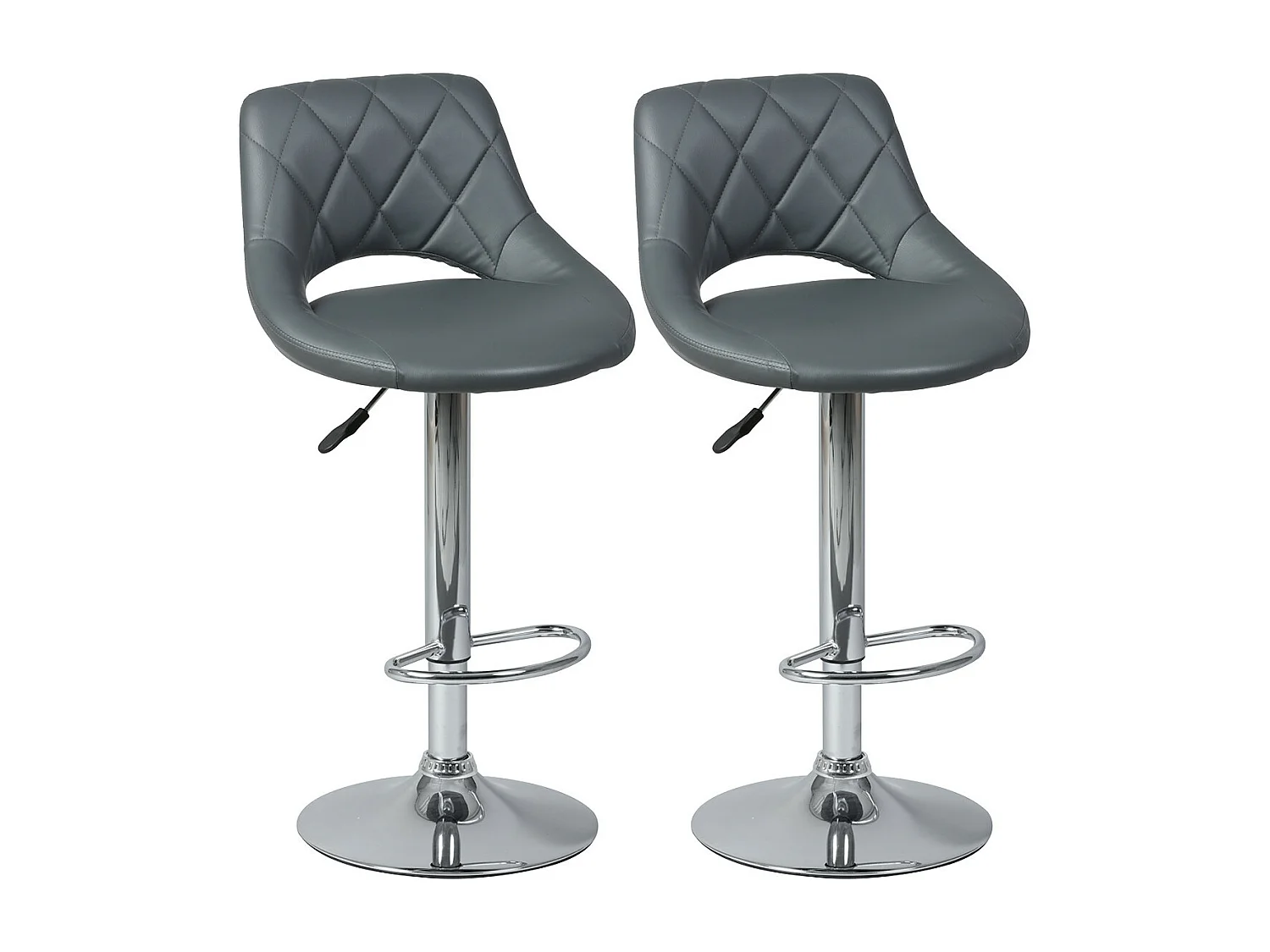 HAMILTON - Lot de 2 Tabourets de Bar Gris