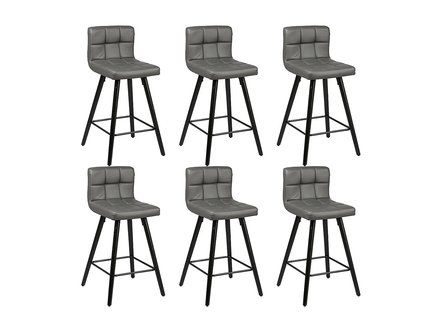 SOREN - Lot de 6 Tabourets Gris et Noirs