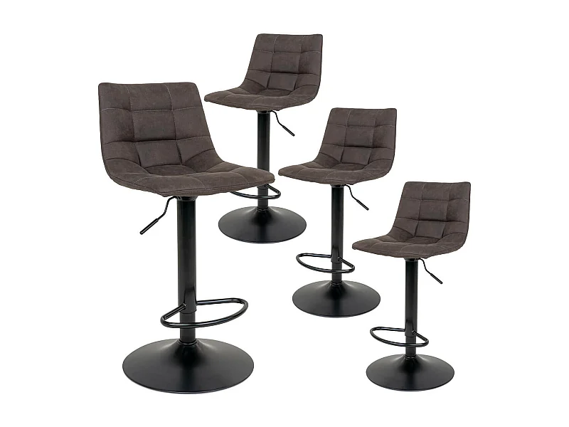 MAGNUS - Lot de 4 Tabourets Acier et Tissu Gris