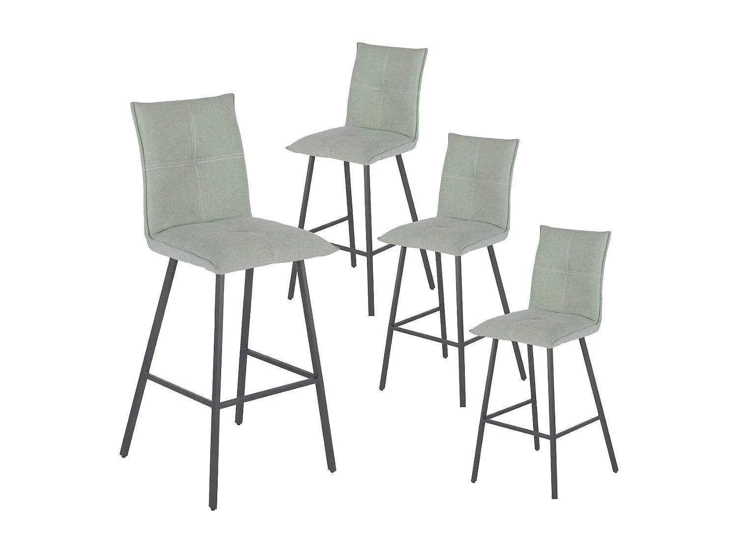 LAGOS - Lot de 4 Tabourets Vert d'Eau Hauteur H76cm