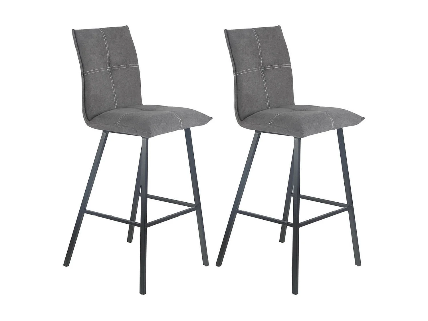 LAGOS - Lot de 2 Tabourets Gris Anthracite Assise H76cm