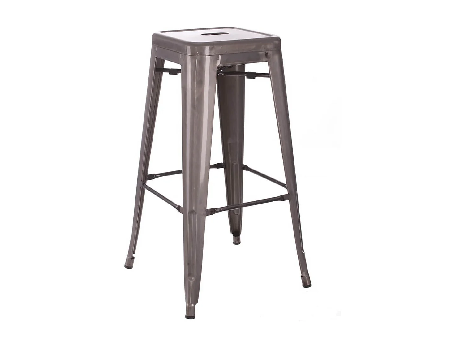 BOBBY - Lot de 2 Tabourets Hauts Métalliques Argent H76.5cm