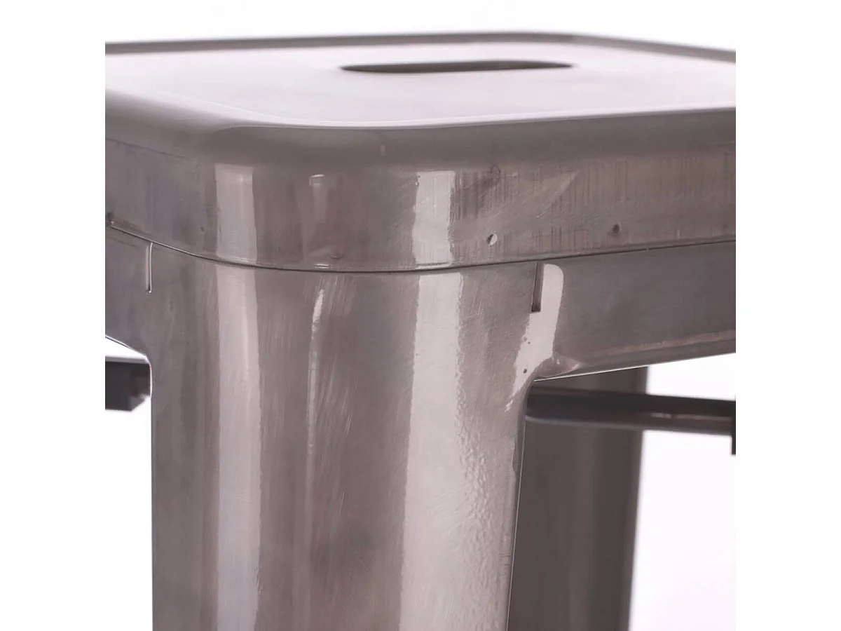 BOBBY - Lot de 2 Tabourets Hauts Métalliques Argent H76.5cm