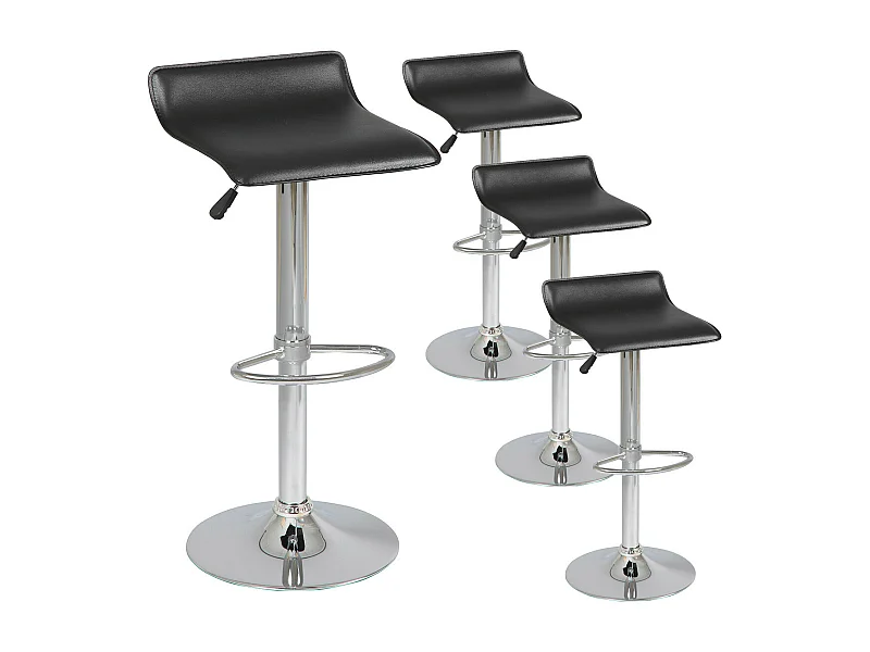 TARAN - Lot de 4 Tabourets de Bar Simili Noir