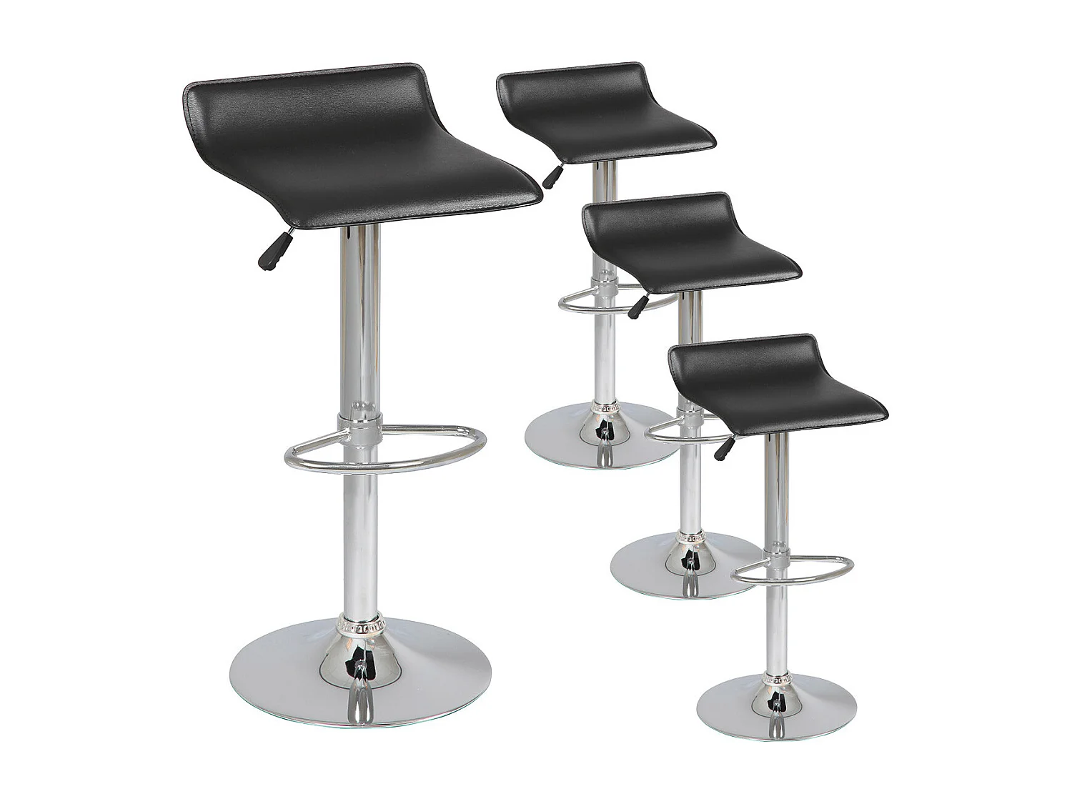 TARAN - Lot de 4 Tabourets de Bar Simili Noir