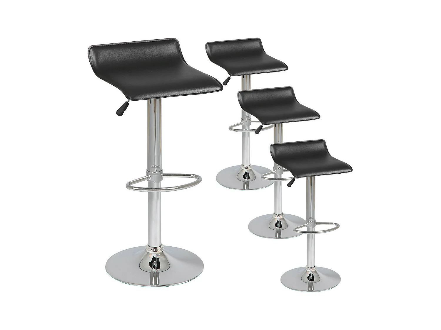 TARAN - Lot de 4 Tabourets de Bar Simili Noir