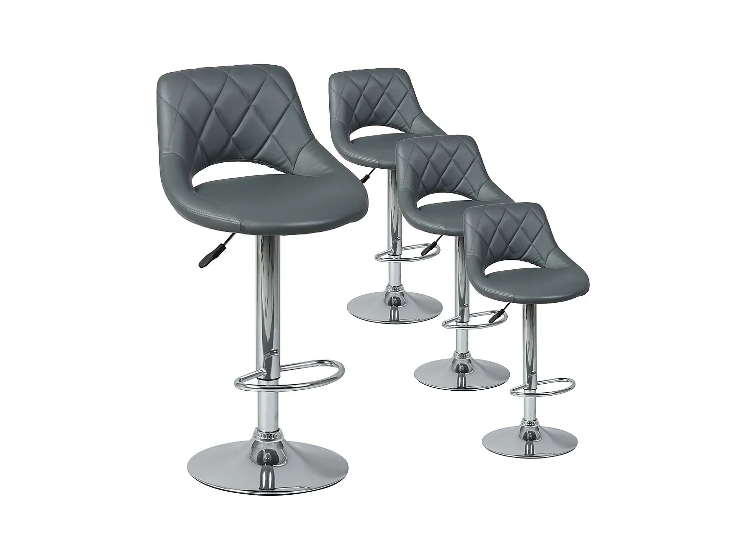 HAMILTON - Lot de 4 Tabourets de Bar Gris
