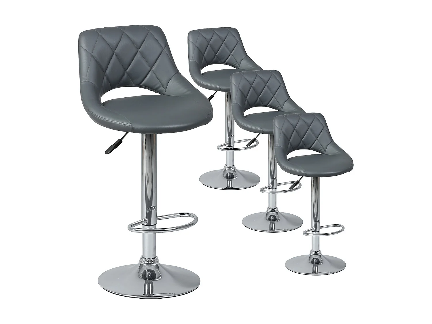 HAMILTON - Lot de 4 Tabourets de Bar Gris
