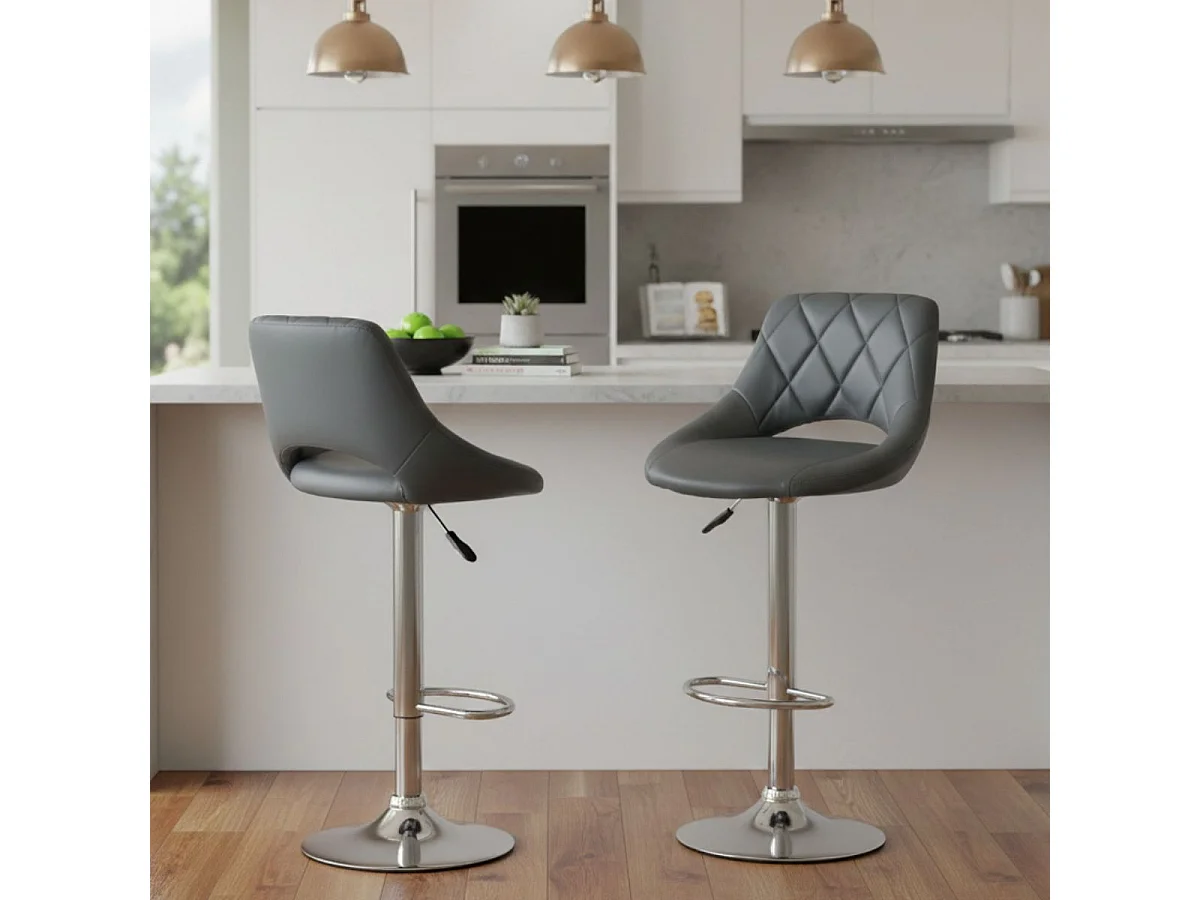 HAMILTON - Lot de 4 Tabourets de Bar Gris