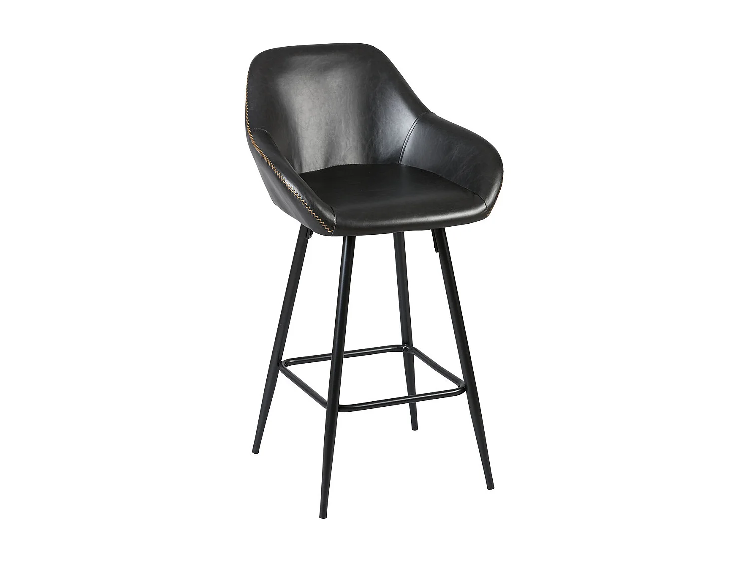THOME - Lot de 2 Tabourets de Bar Simili Noir
