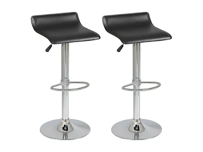 TARAN - Lot de 2 Tabourets de Bar Simili Noir