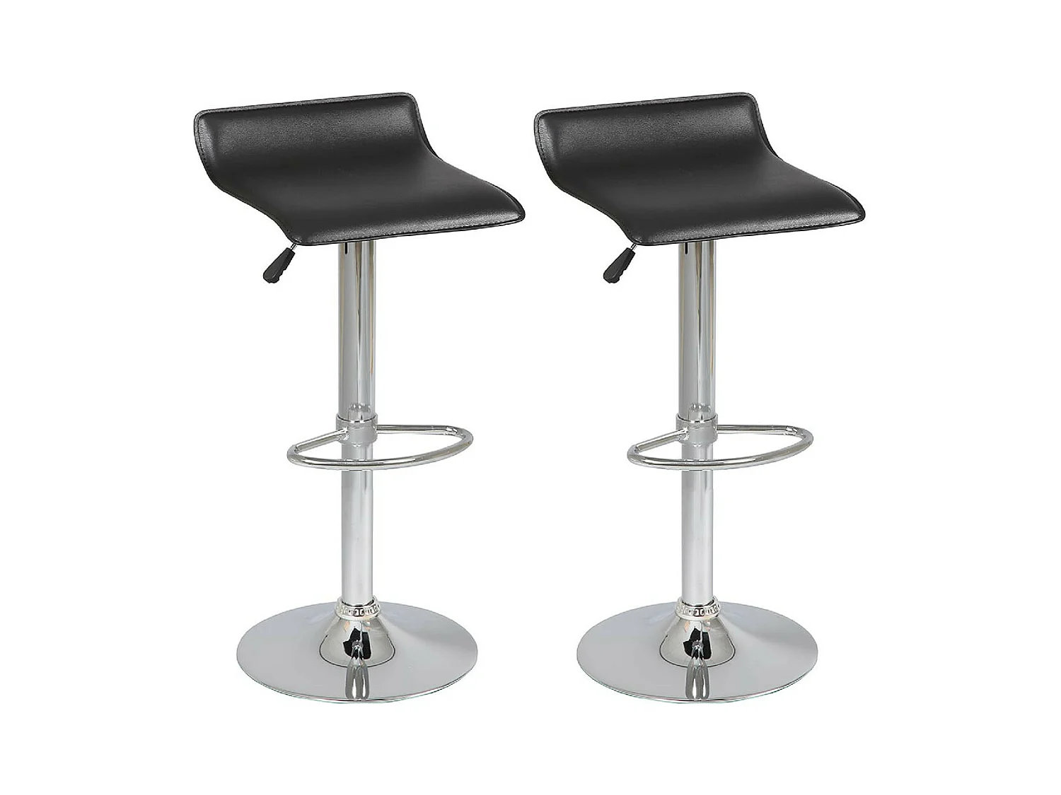 TARAN - Lot de 2 Tabourets de Bar Simili Noir