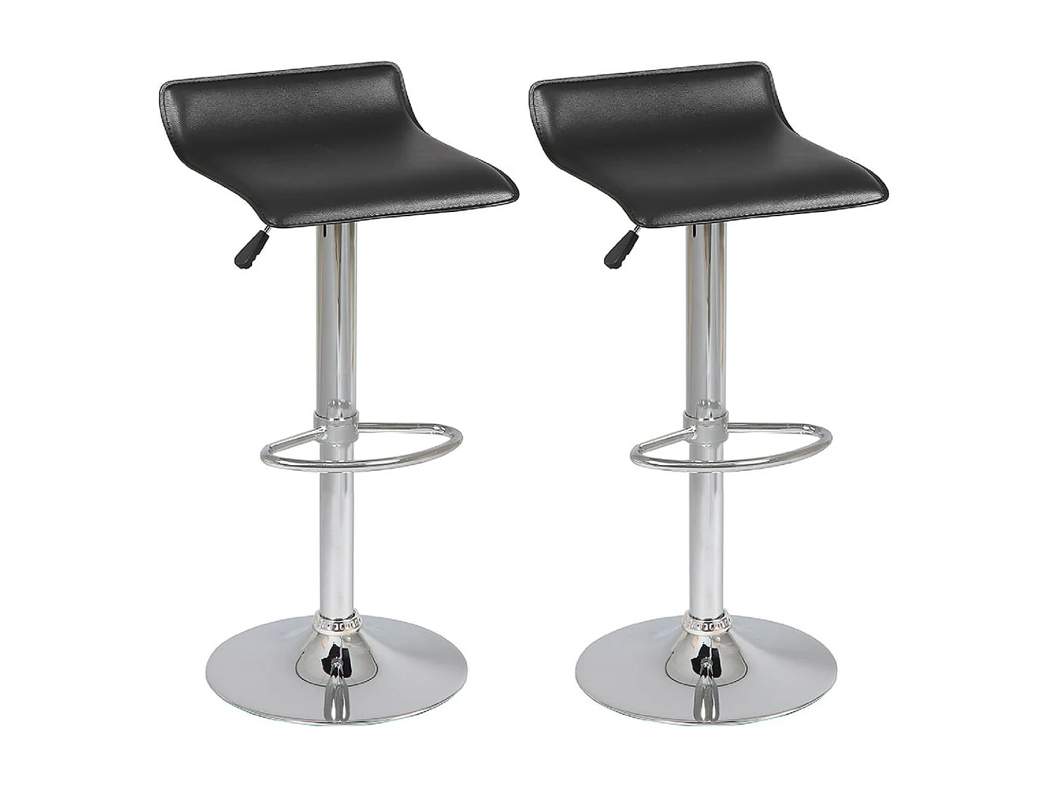 TARAN - Lot de 2 Tabourets de Bar Simili Noir