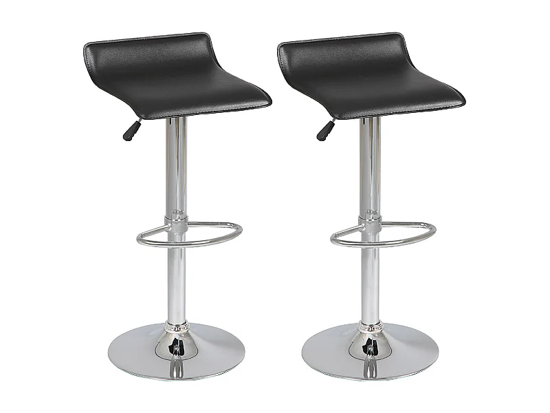 TARAN - Lot de 2 Tabourets de Bar Simili Noir