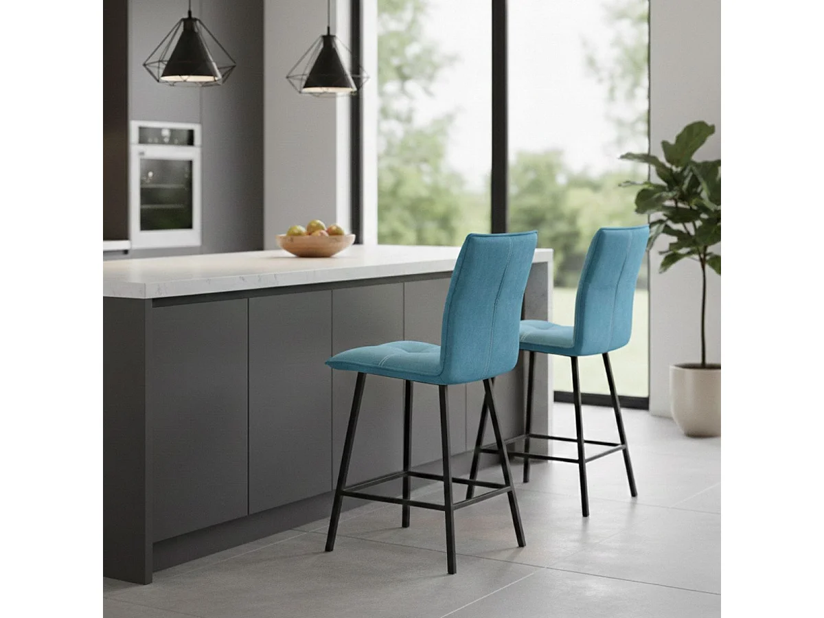 LAGOS - Lot de 2 Tabourets Bleus Assise H65cm