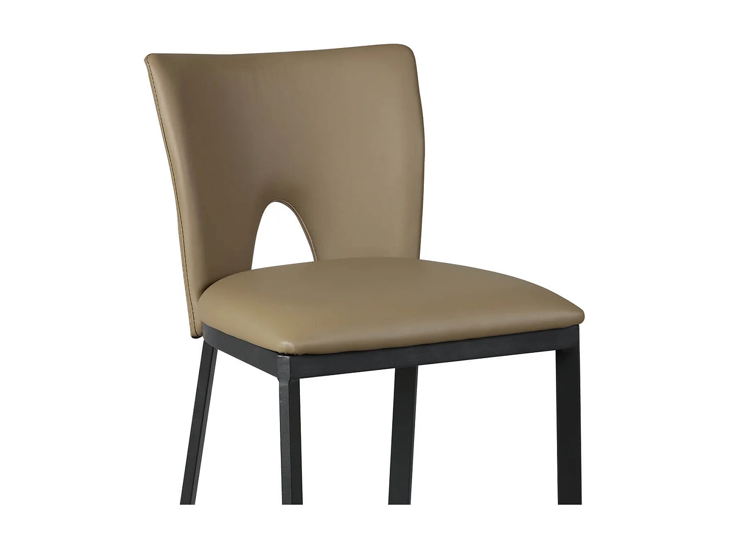 CATALIA - Lot de 2 Tabourets Métal Noir et Simili Taupe