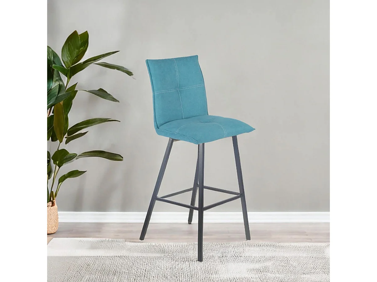 LAGOS - Lot de 2 Tabourets Bleus Assise H76cm