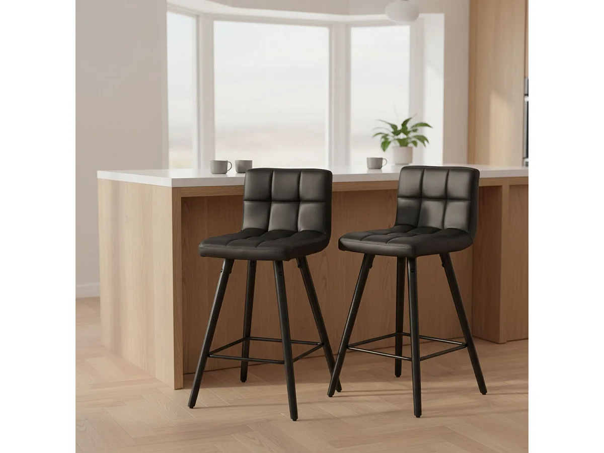 SOREN - Lot de 2 Tabourets Noirs
