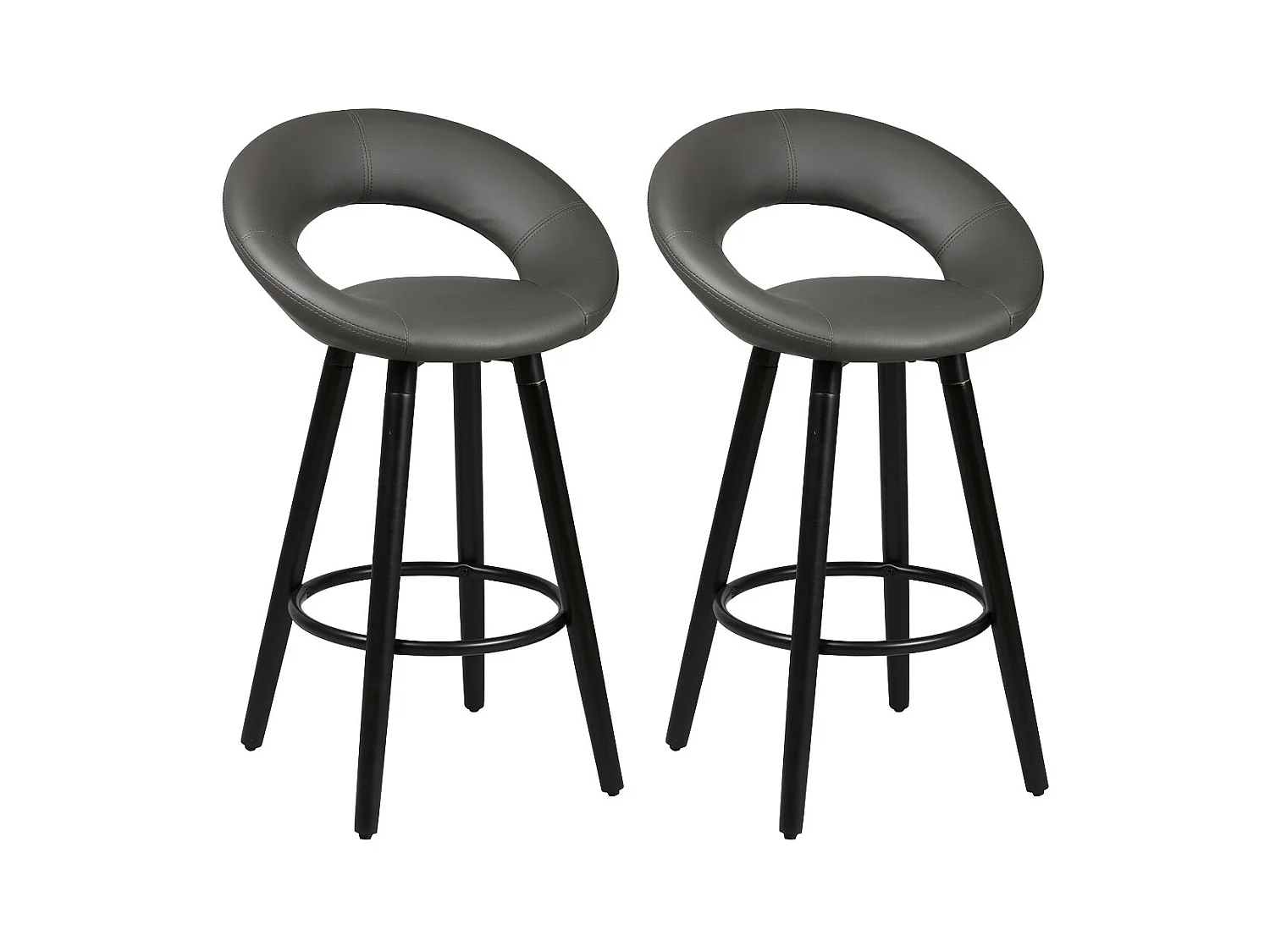 LOTHAR - Lot de 2 Tabourets Gris
