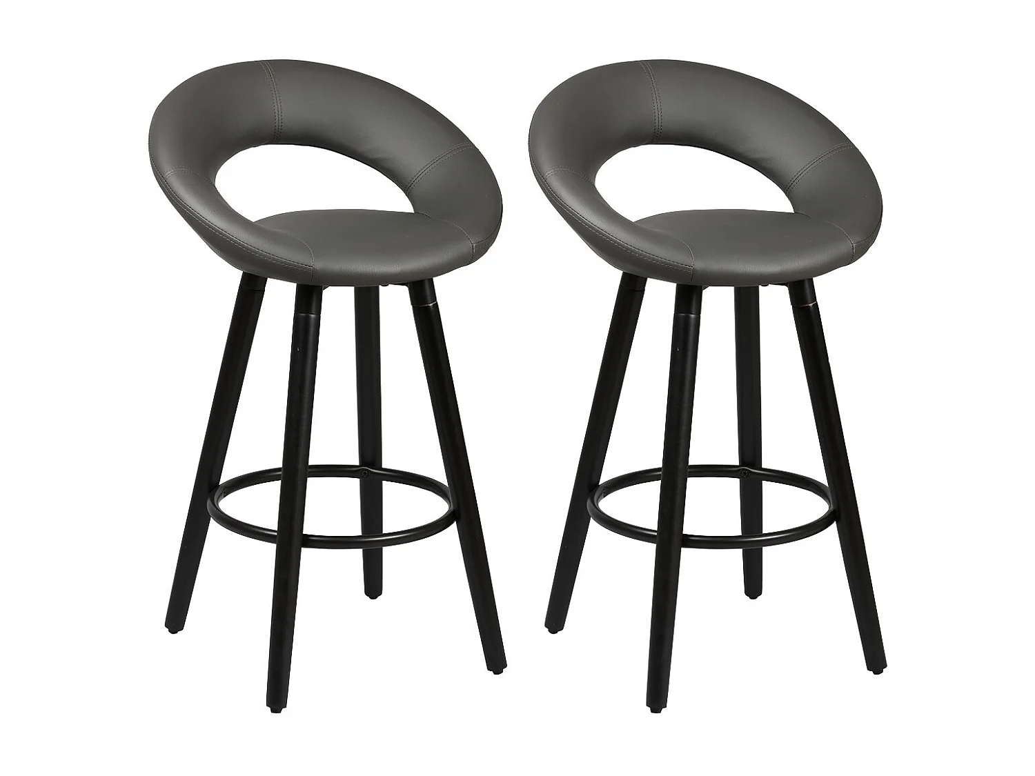 LOTHAR - Lot de 2 Tabourets Gris