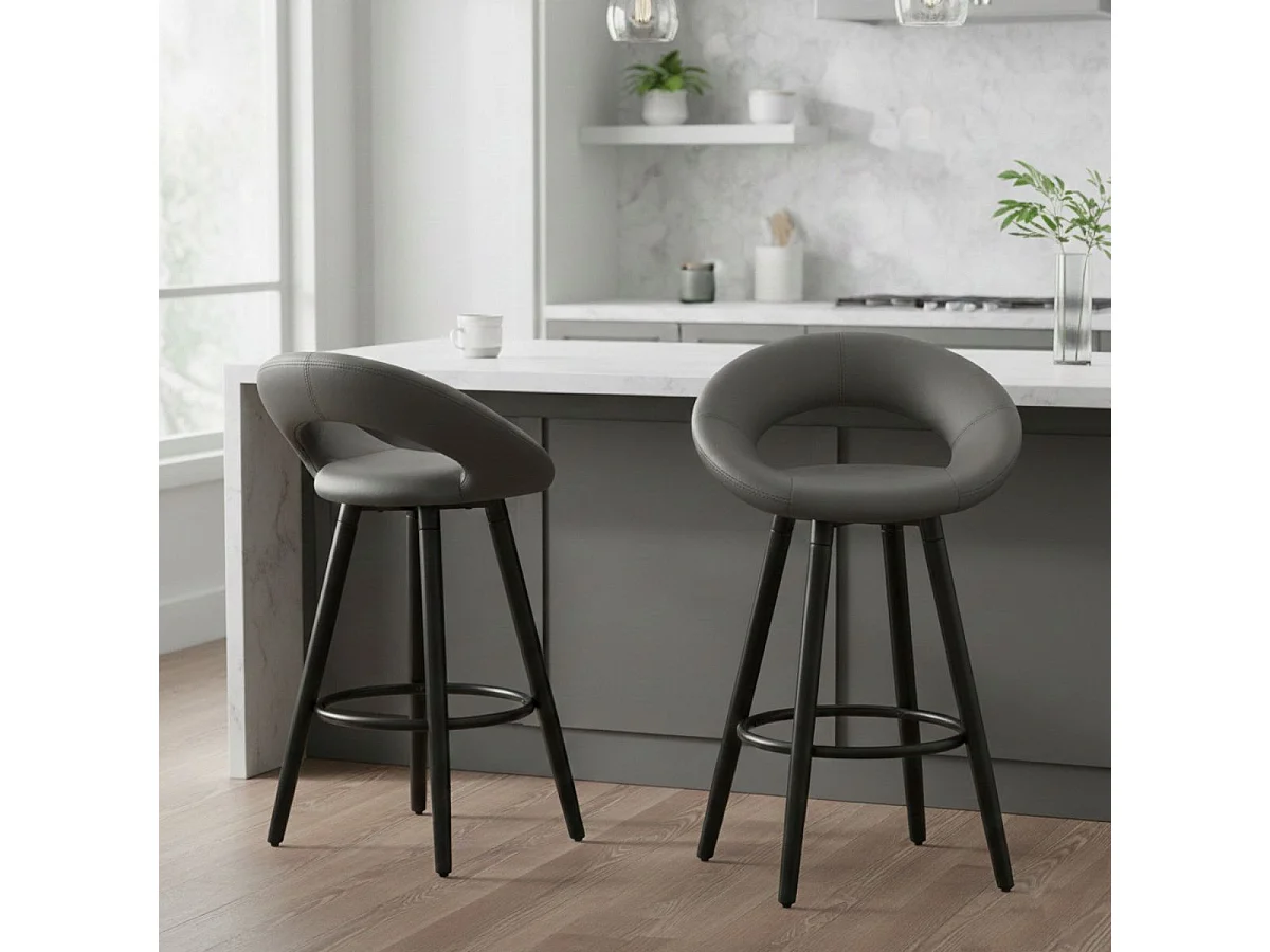 LOTHAR - Lot de 2 Tabourets Gris