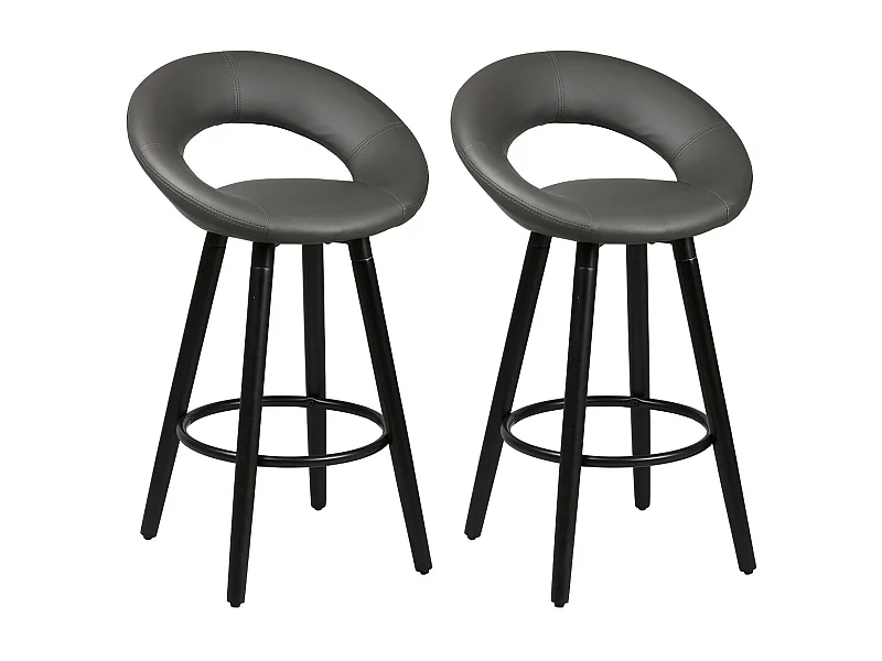 LOTHAR - Lot de 2 Tabourets Gris