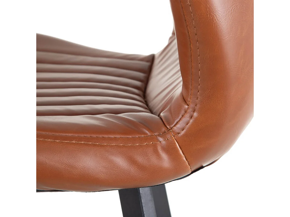 THELMA - Lot de 2 Tabourets de Bar Simili Camel