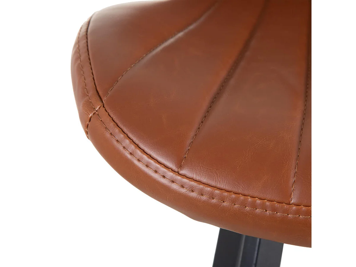THELMA - Lot de 2 Tabourets de Bar Simili Camel