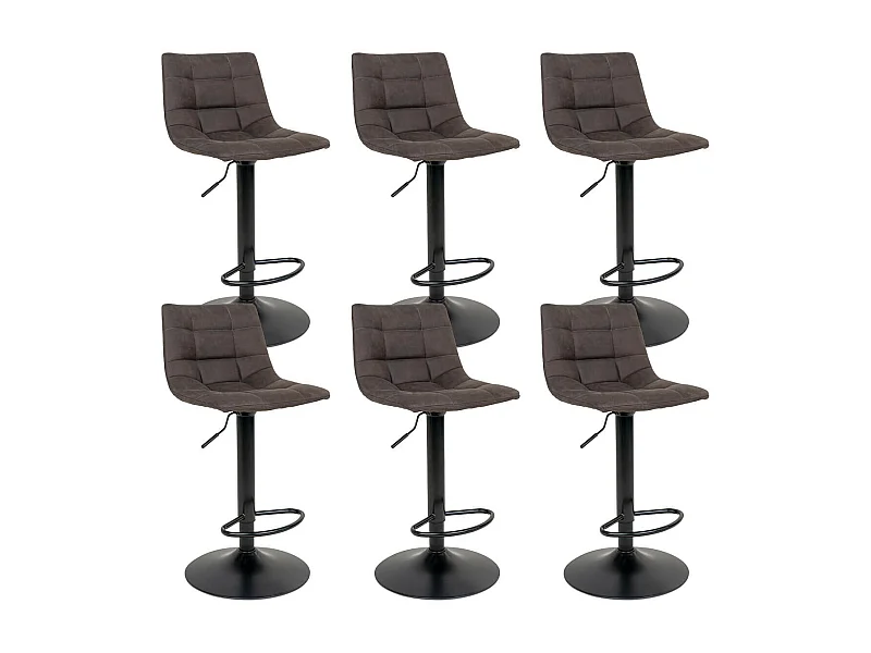 MAGNUS - Lot de 6 Tabourets Acier et Tissu Gris