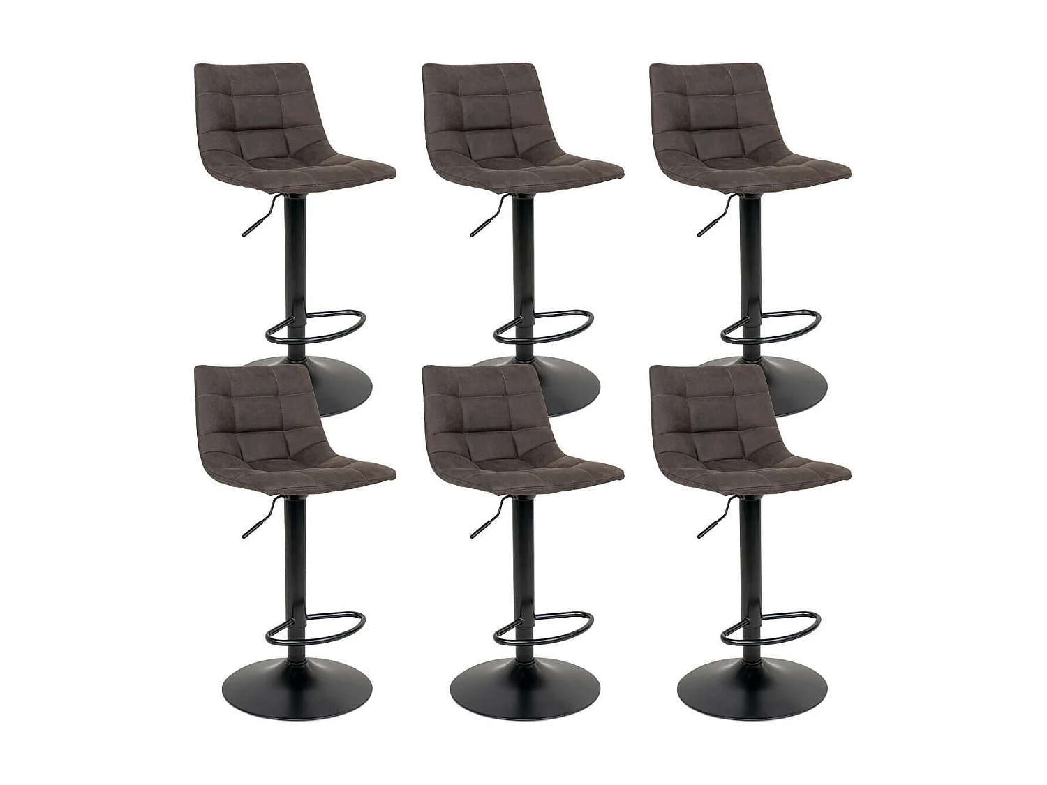 MAGNUS - Lot de 6 Tabourets Acier et Tissu Gris