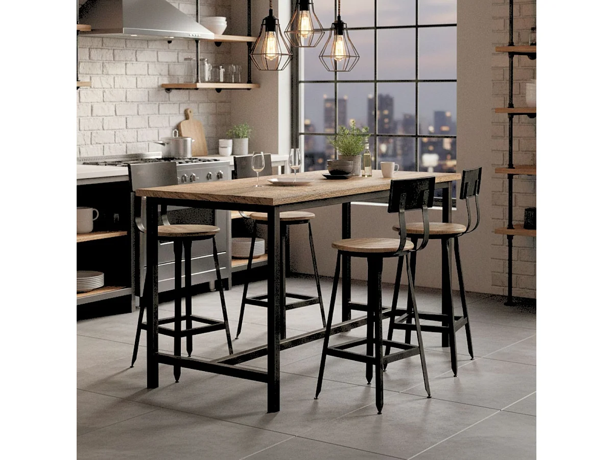 INDUS - Lot de 4 Chaises Snack Industriel H65