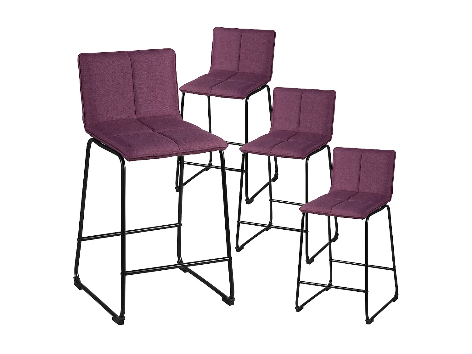 TEODORE - Lot de 4 Tabourets de Bar Tissu Violet