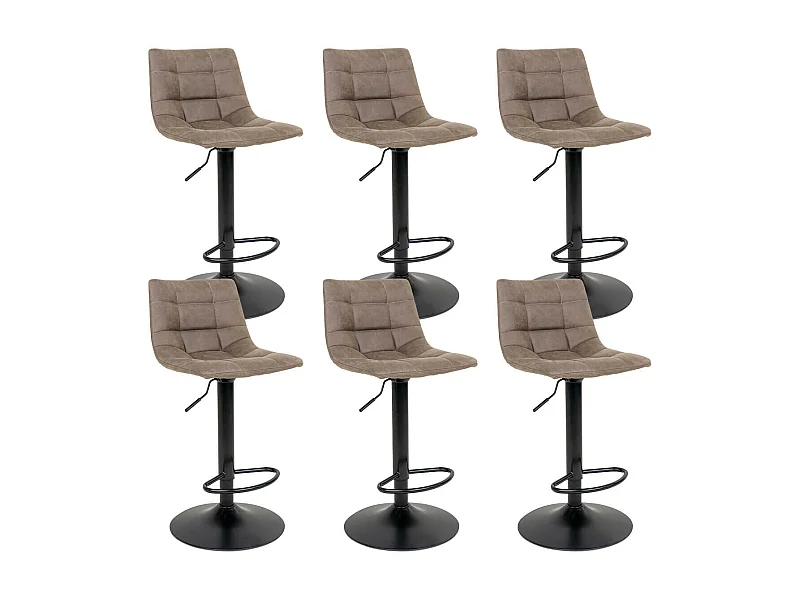 MAGNUS - Lot de 6 Tabourets Acier et Tissu Marron Clair