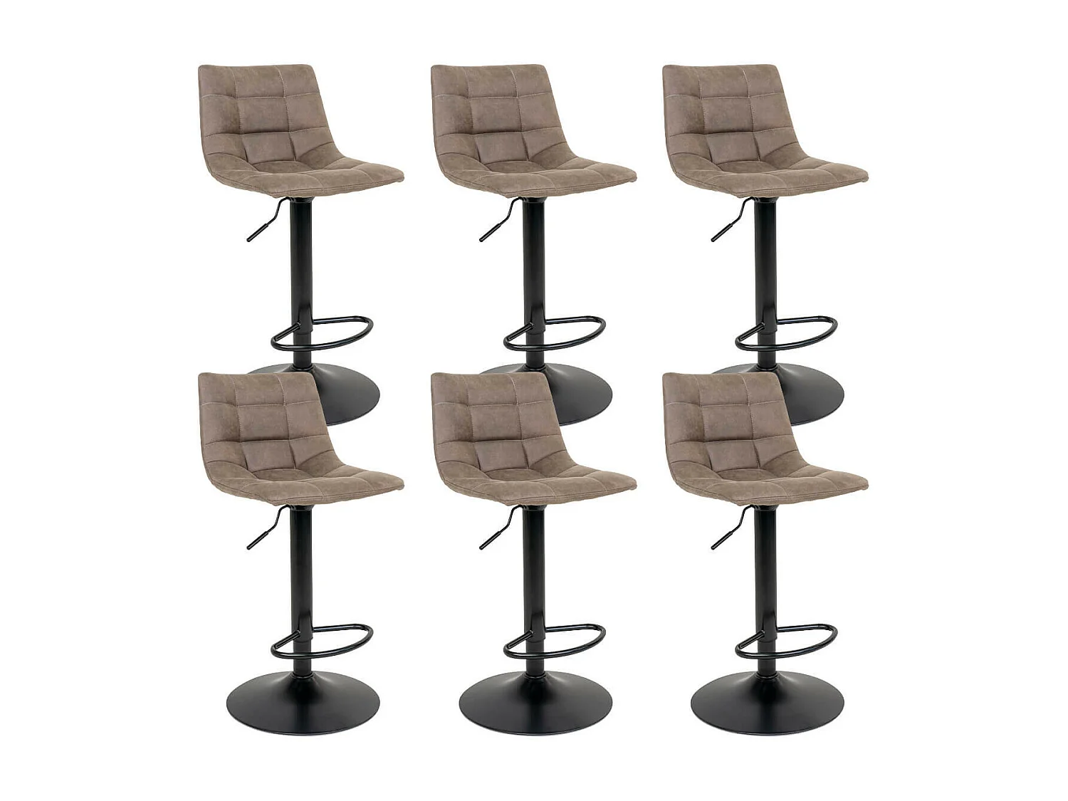MAGNUS - Lot de 6 Tabourets Acier et Tissu Marron Clair