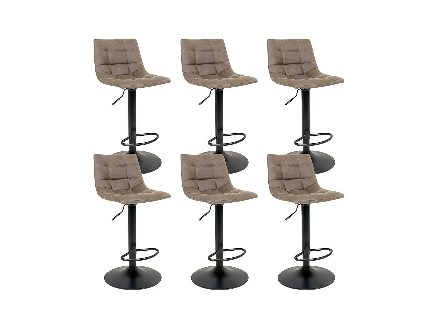 MAGNUS - Lot de 6 Tabourets Acier et Tissu Marron Clair