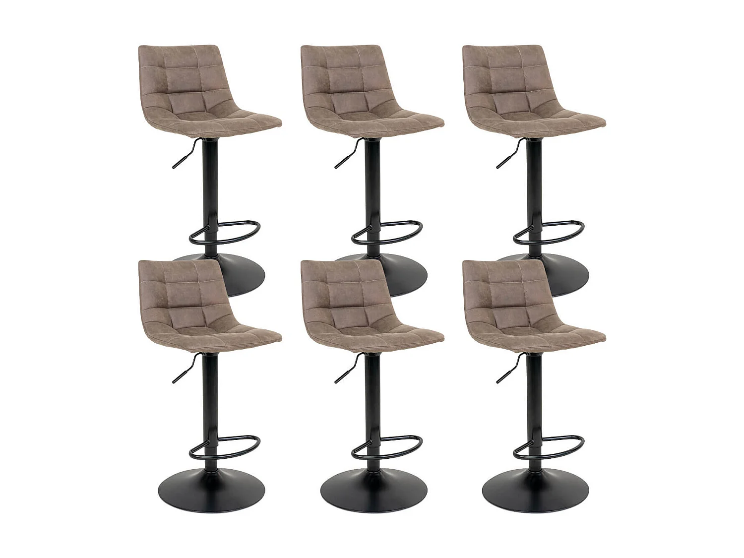 MAGNUS - Lot de 6 Tabourets Acier et Tissu Marron Clair