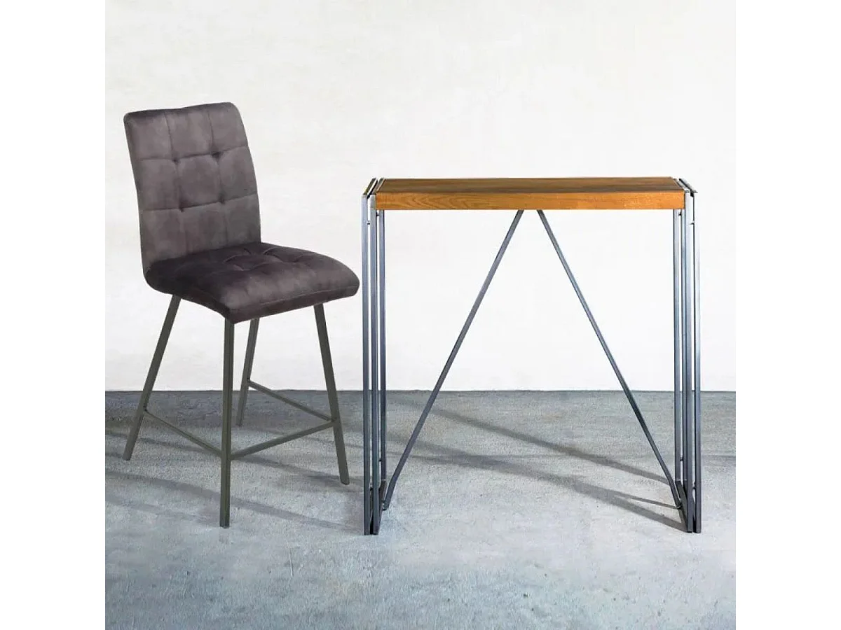 JOHN - Lot de 6 Tabourets de Bar Capitonnés Gris