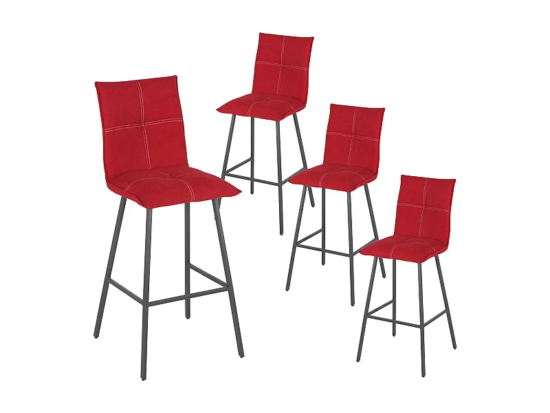 LAGOS - Lot de 4 Tabourets Rouges Hauteur H76cm