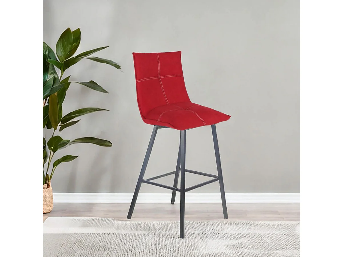 LAGOS - Lot de 4 Tabourets Rouges Hauteur H76cm