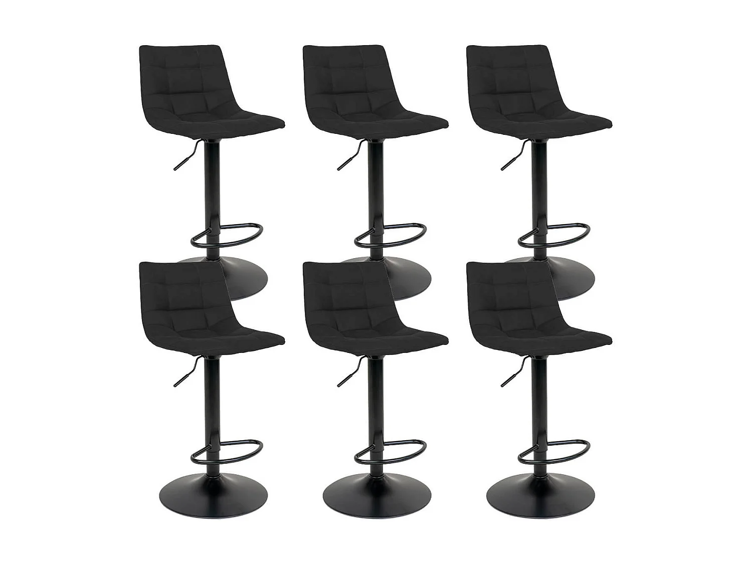 MAGNUS - Lot de 6 Tabourets Acier et Tissu Noir