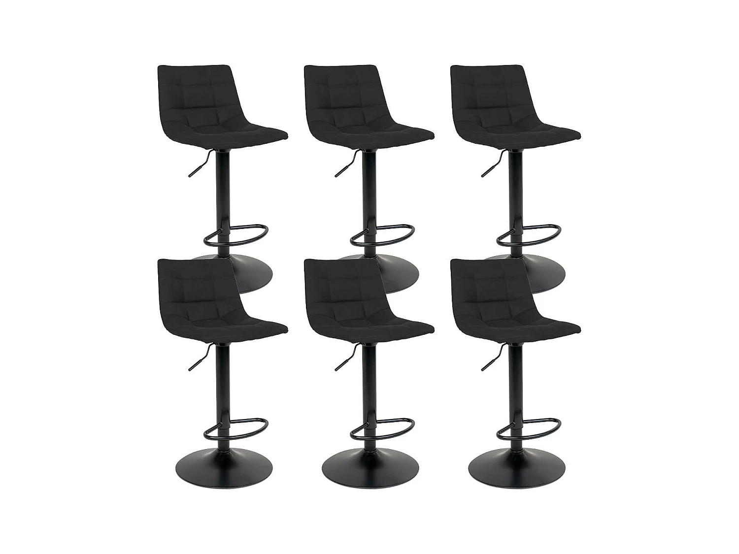 MAGNUS - Lot de 6 Tabourets Acier et Tissu Noir