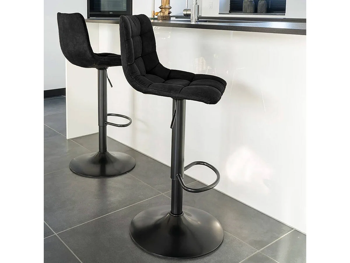 MAGNUS - Lot de 6 Tabourets Acier et Tissu Noir