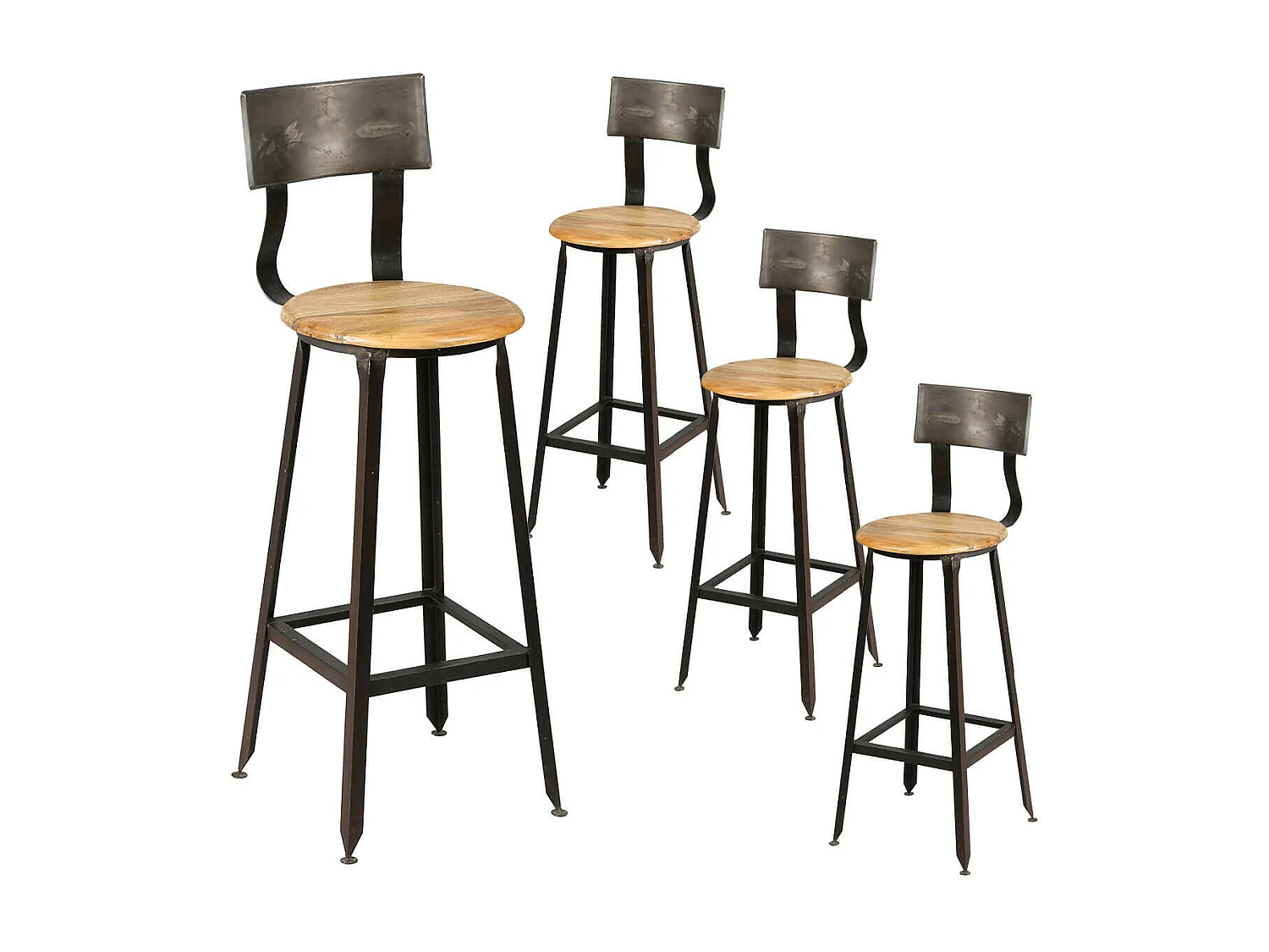 INDUS - Lot de 4 Tabourets de Bar Industriel H75