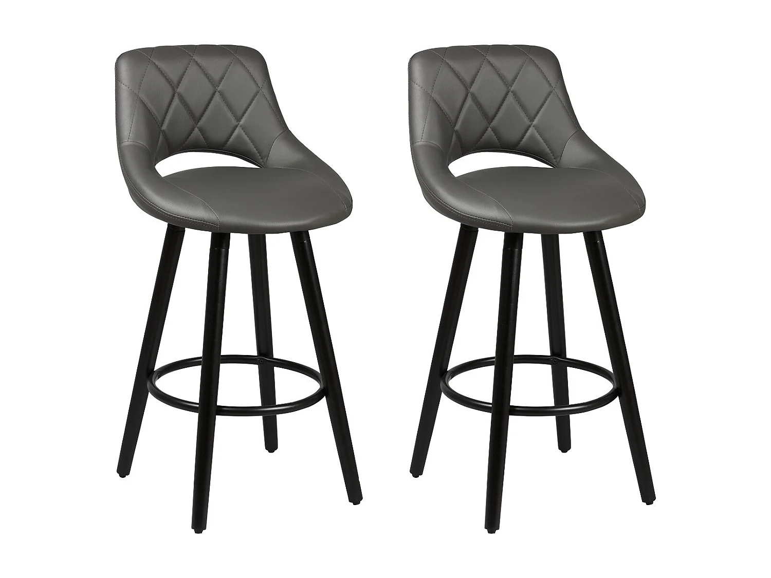NIELS - Lot de 2 Tabourets Gris